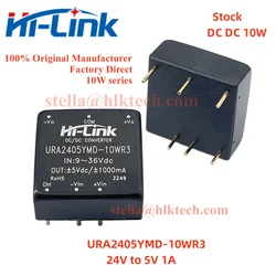 Hi-Link URA2405YMD-10WR3 URA2409YMD-10WR3 URA2412YMD-10WR3 URA2415YMD-10WR3 URA2424YMD-10WR3 24V do 5V/9V/12V/15V/24V 10W DC DC