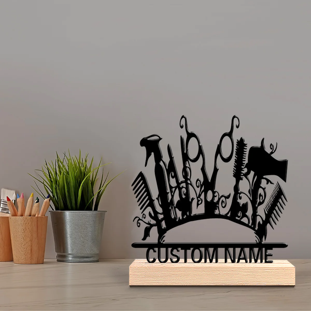 1pc Beauty Personalized Custom hairdressing Musician’s Gift with Wooden Base Perfect for Drummers Band Members Music Room Decor