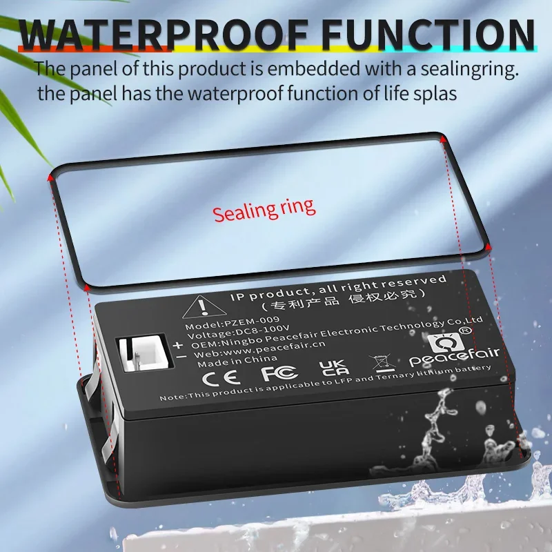 防水デジタル液晶電圧計バッテリー容量テスター電圧インジケータ DC8-100V 12V 24V 36V 48V 72V 良質