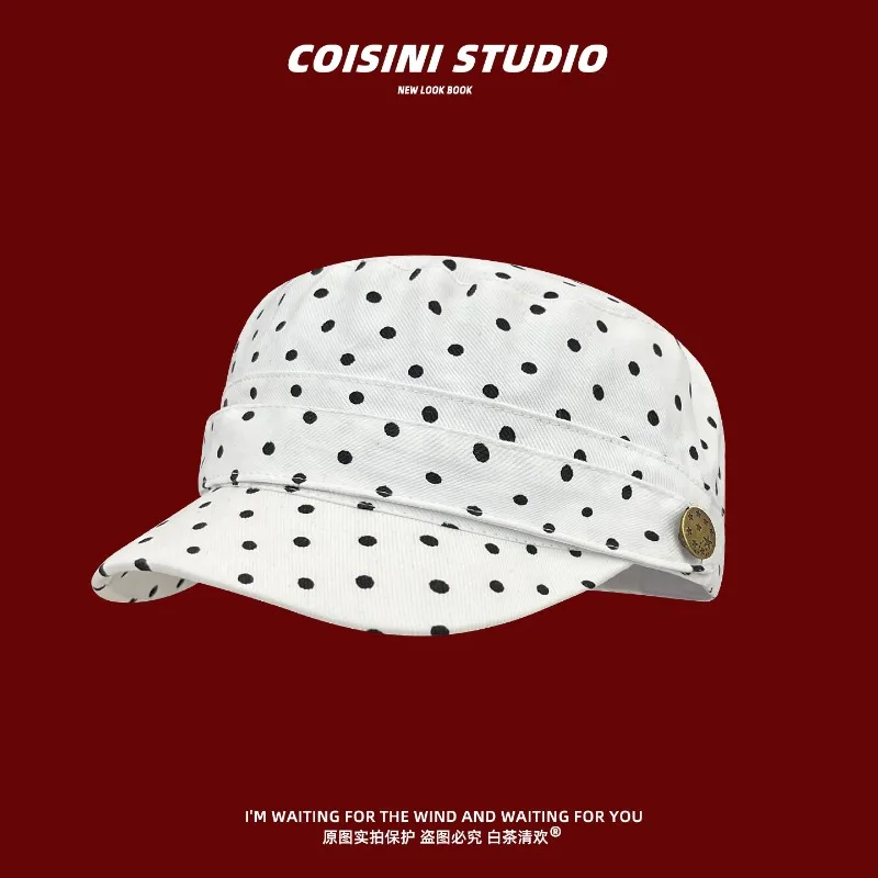 

New Fashion Retro Polka Dot English Newsboy Caps Summer Soft Brim Versatile Shade Temperament Painter Hat for Women's