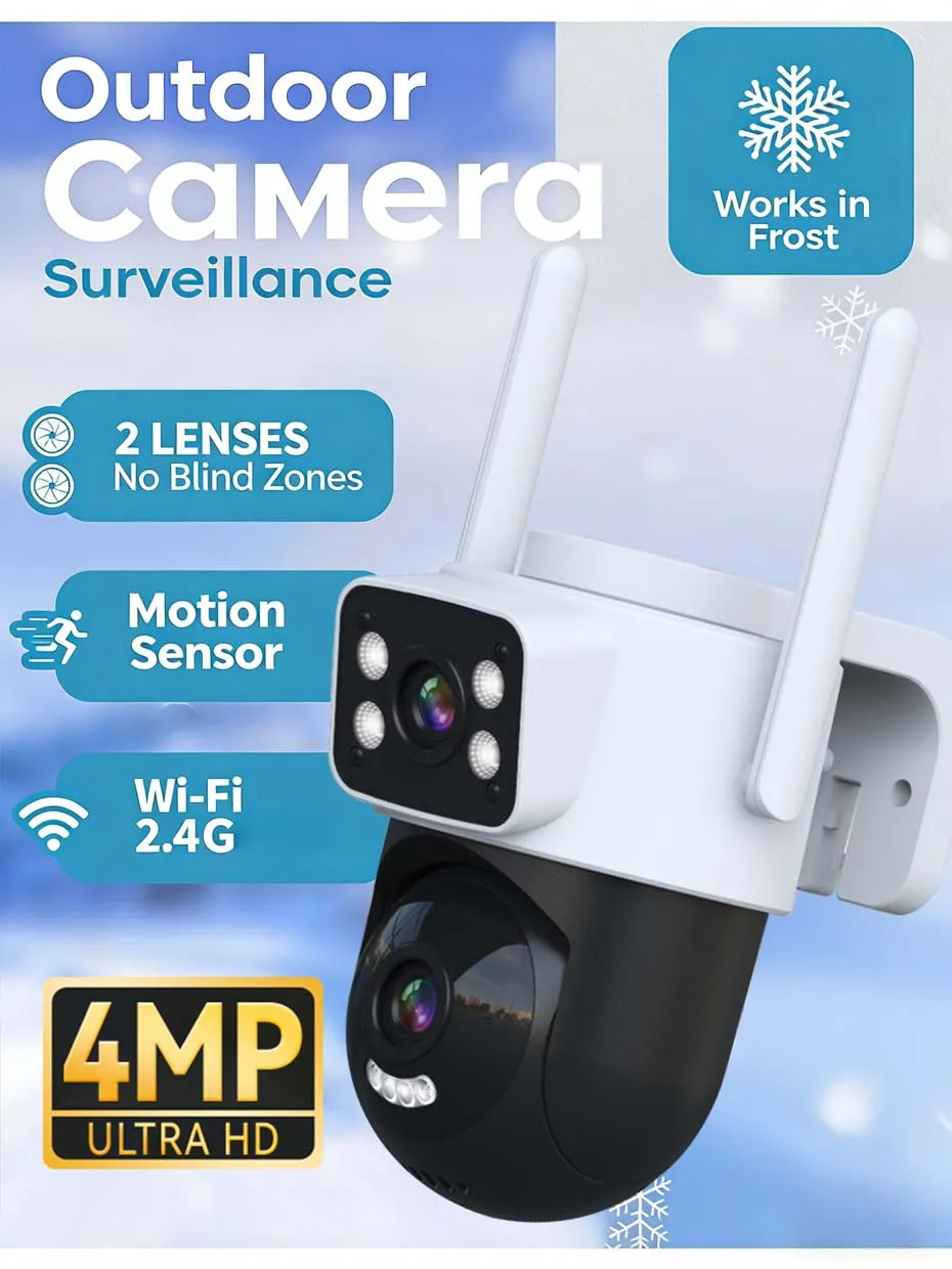 

PEGATAH 4MP Dual Lens Tuya WiFi Security Camera PTZ Outdoor 2K Wireless Dual Screen Auto Tracking Monitoring Video Surveillance