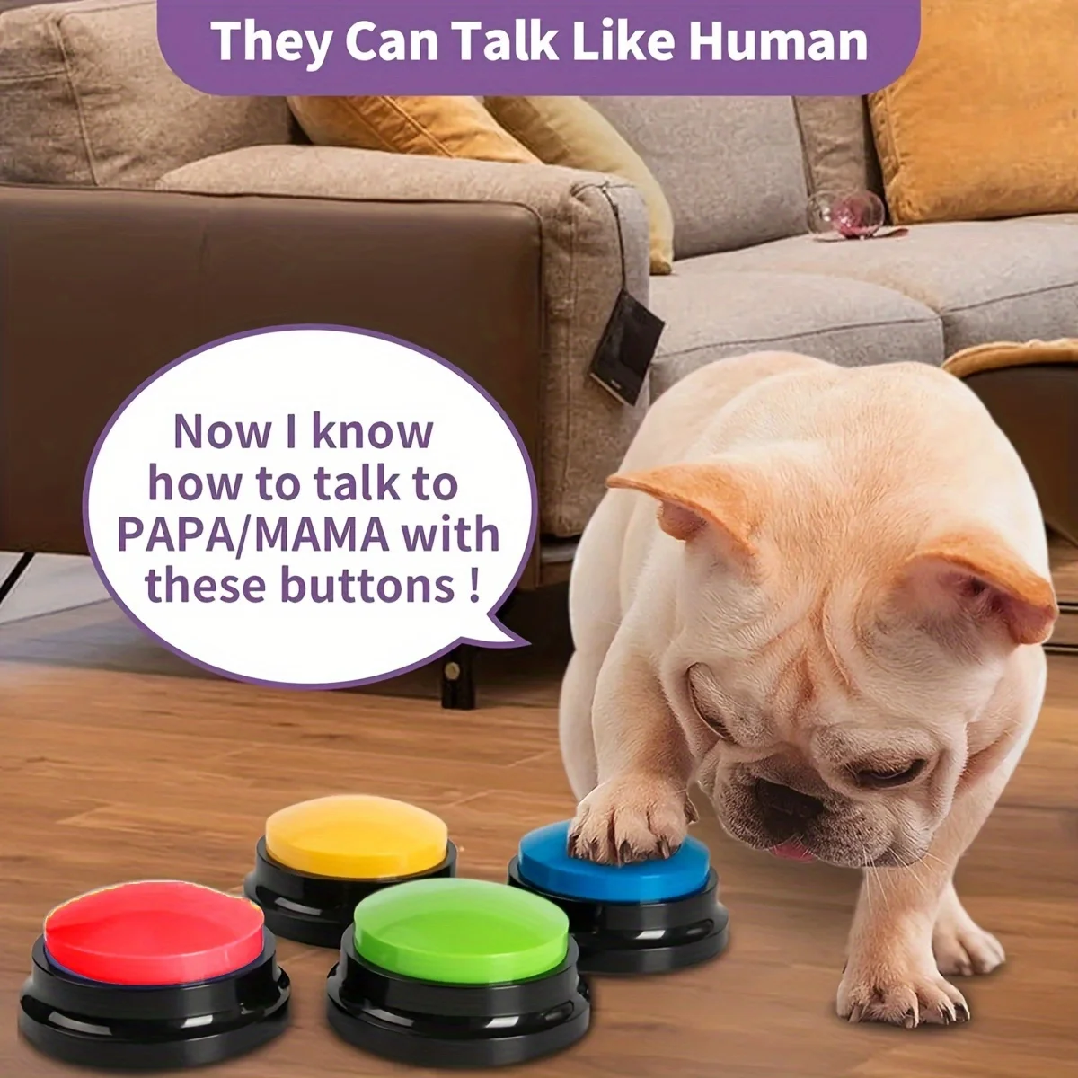 3pcs botões de comunicação para animais de estimação sem baterias