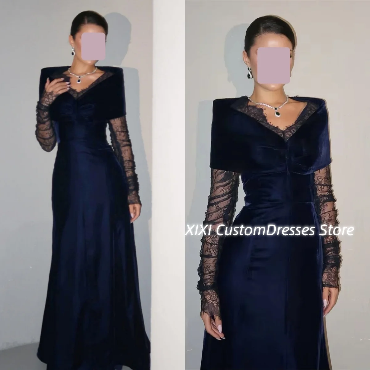 

Wedding Party Dress Customize A-Line Off-The-Shoulder Women'S Evening Dresses Floor-Length Ruffle Zipper Up Long Sleeves Prom Dr