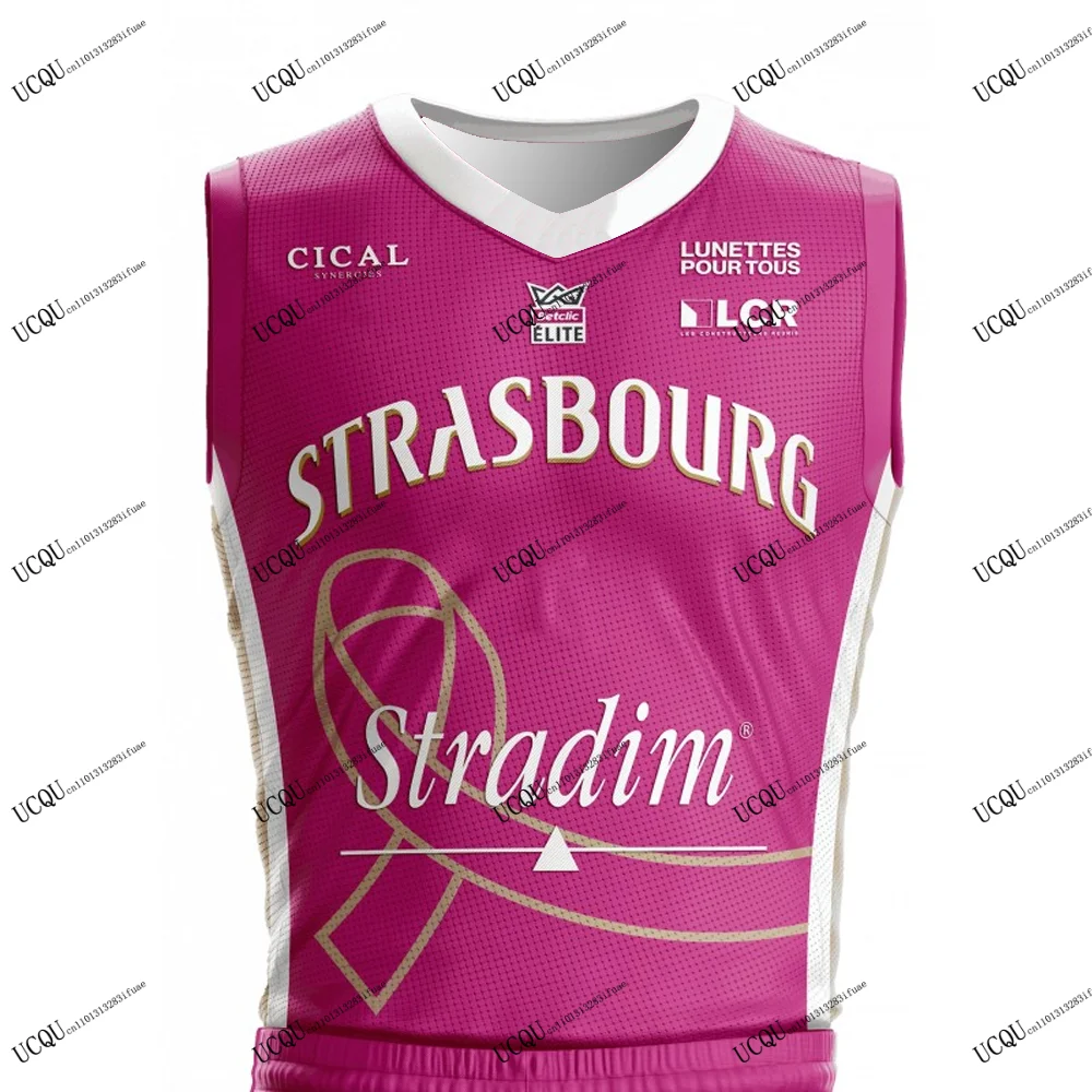 2025-26 الوافدين الجدد كرة السلة الفانيلة سيغ ستراسبورغ أبيض أسود LNB المنزل بعيدا الرياضة عادية ثلاثية الأبعاد تي شيرت مطبوع فرنسا الكبار طفل