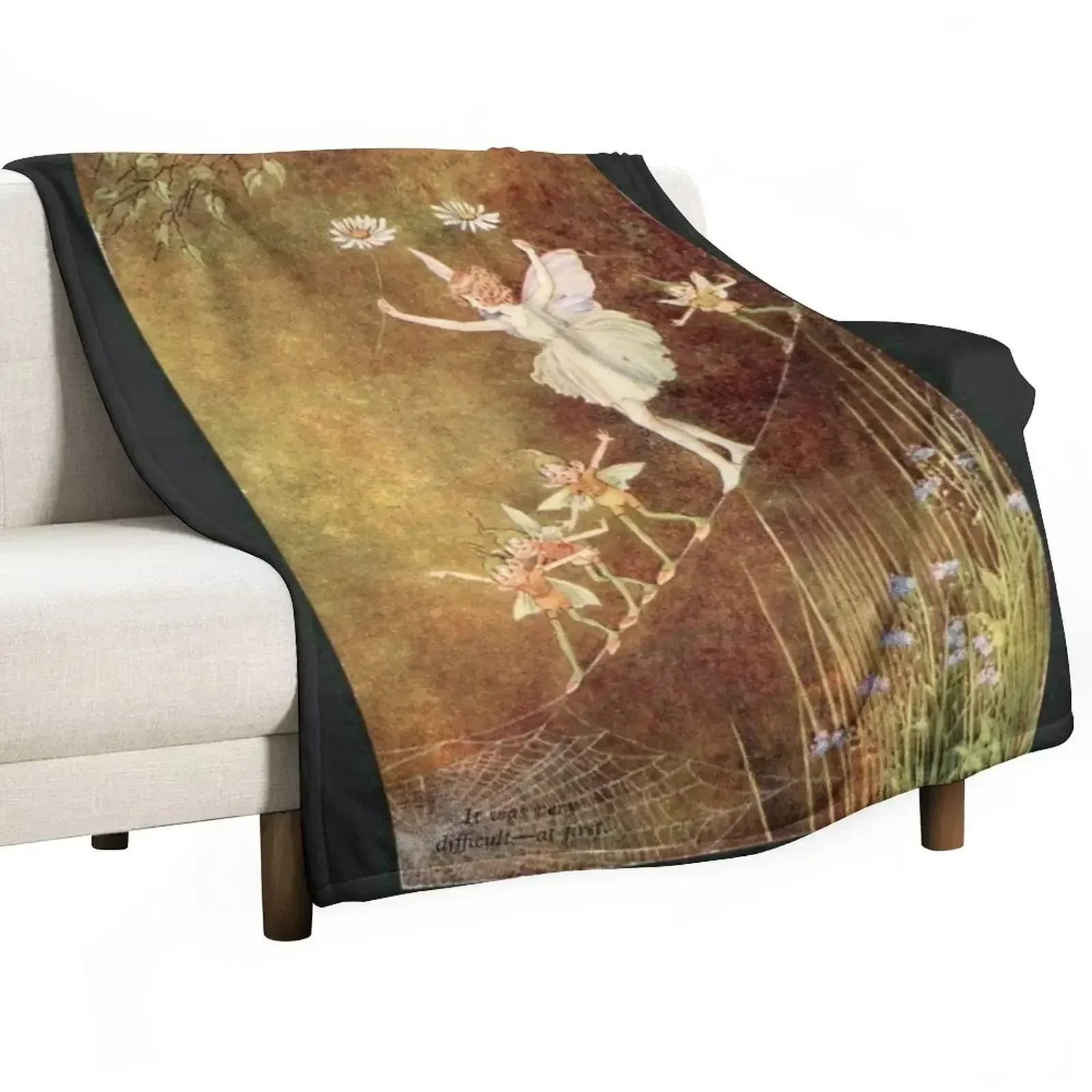 New “It Was Very Difficult at First” by Ida Rentoul Outhwaite Throw Blanket Moving Flannel Fabric Bed Fashionable Blankets