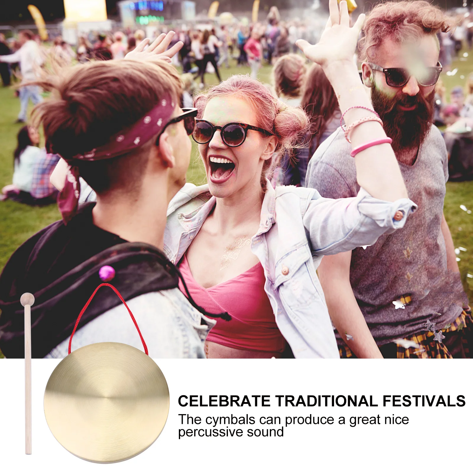 

1Set Copper Gong Hand Gong Opera Percussion Instrument High Pitch Long Vibration for Rhythm Concert Brass Instrument