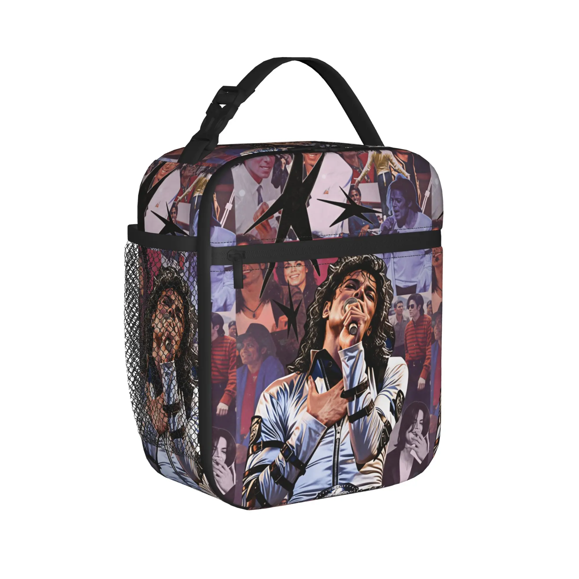 MJ King Of Pop M-Michael J-jackson Lunch Bag  Portable Insulated Lunch Box Adult School Print Cooler Bag Thermal Tote Handbags