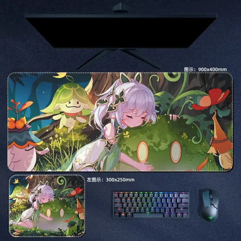 Borracha Natural Bi-Dimensional Gaming Mousepad, Anime Gaming Acessórios, Kawaii Loli, Computer Gamer Mat, 900x400mm
