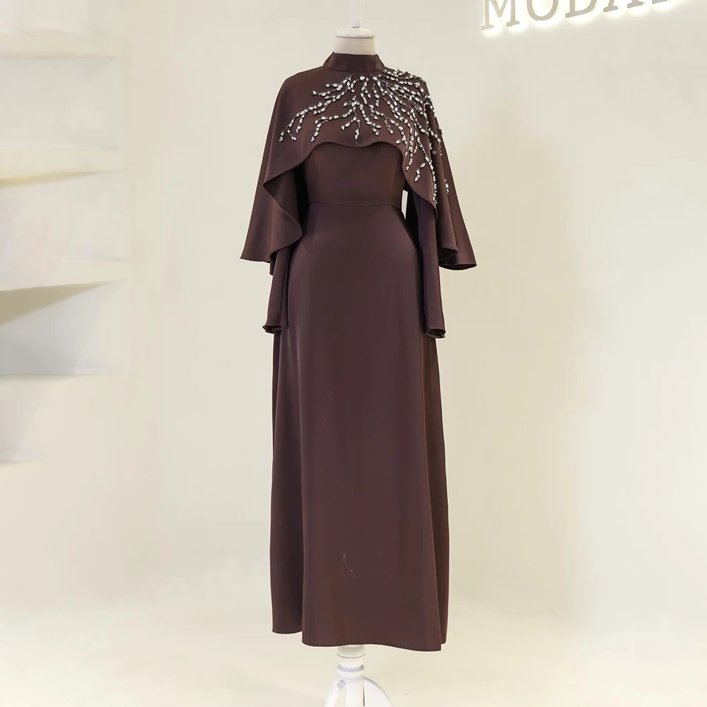 Maßgeschneidertes Glitzer-Abendkleid aus Jersey mit Stehkragen und langen Ärmeln, Etuikleid, rückenfrei, Pailletten, Spitze, glänzend, Dubai, arabisches Kleid Ajo