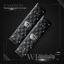 1PCCar seat belt shoulder pads Car shoulder pads Crown diamond-encrusted seat belts for cars