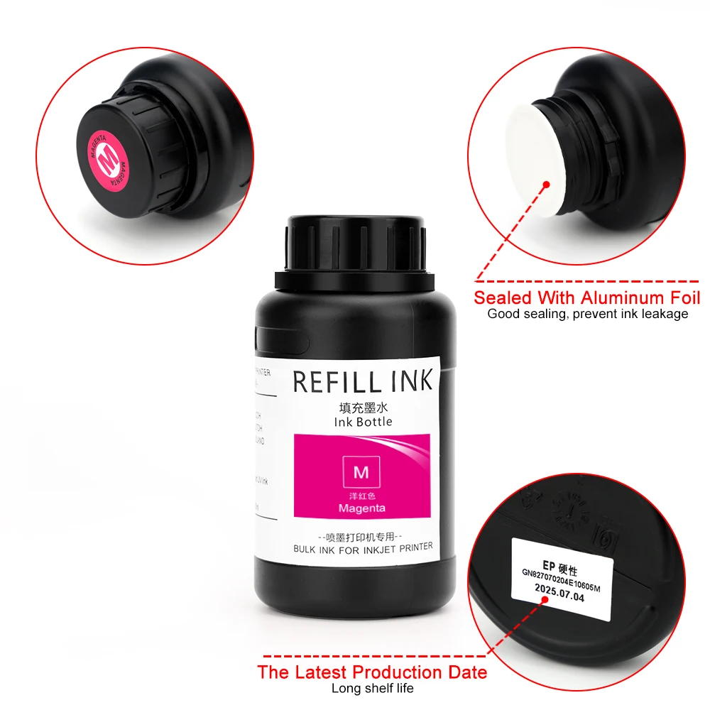 250ML*5 LED UV Curing Ink For Epson 1390 L800 1400 1410 1430 1500W R290 R330 L805 L1800 Printer UV Ink For All UV Printer