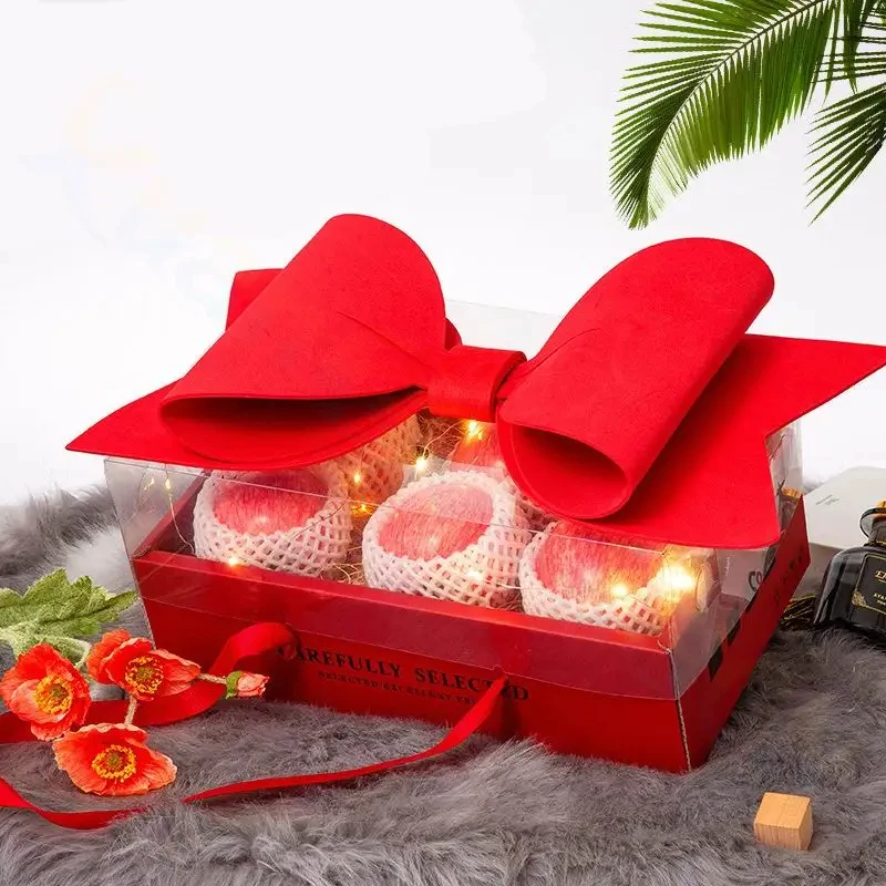 Valentine's Day Bow Paper Packing Box with Transparent Window Display Gift Box Wedding Cookie Candy Cake Christmas Boxes Decor