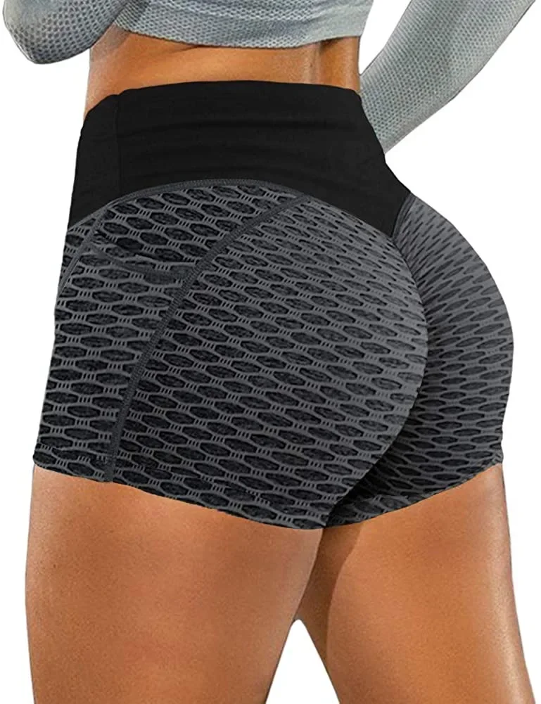 Shorts for Women Gym Skinny Fitness High Waist booty Shorts with Pocket Sport Bubble Butt Push Up Female Workout Tights Leggings