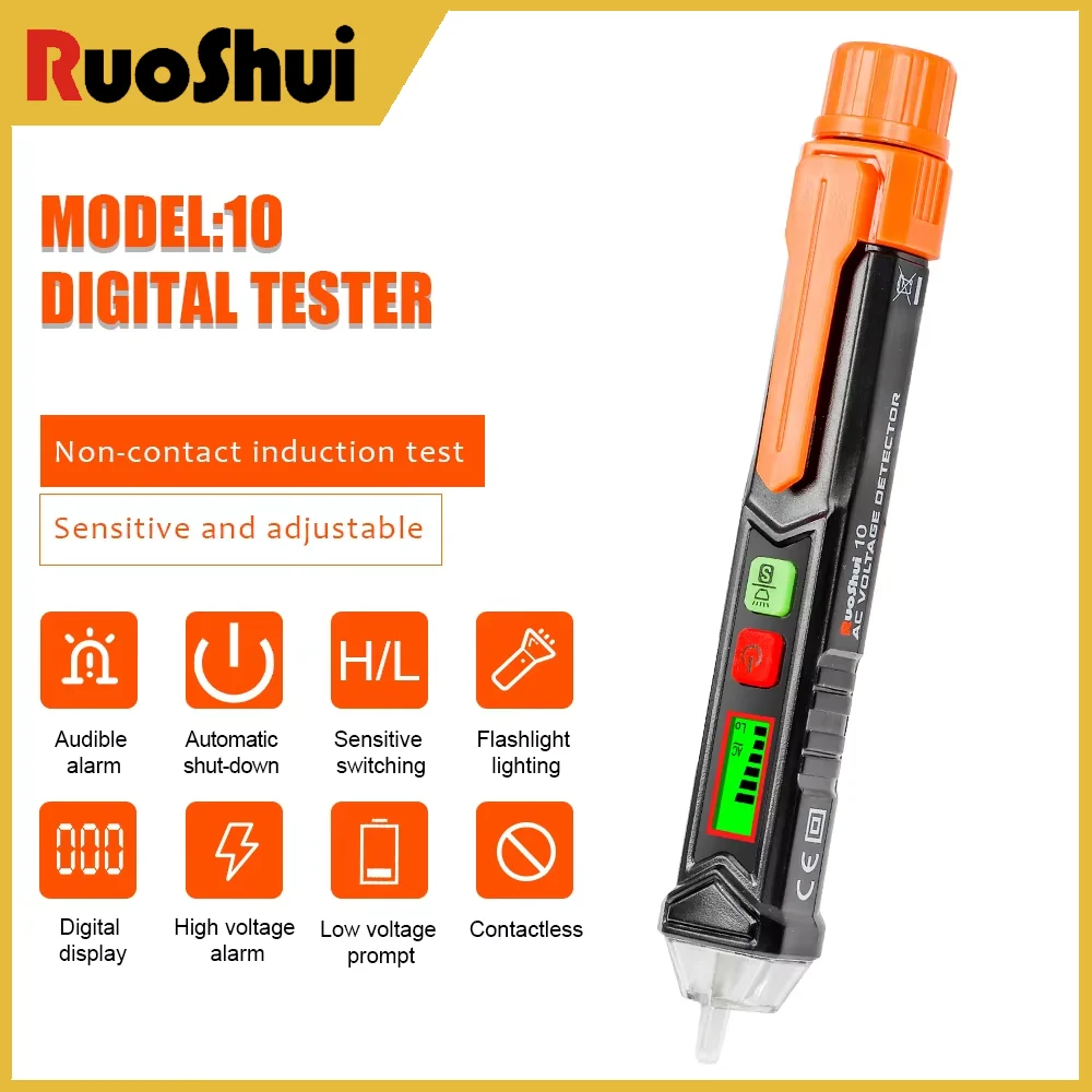 

RuoShui 10 11 Electric Pen 12-1000V AC No Contact Sensor Voltage Detector Digital Display Induction Test Pen Electricians Tool