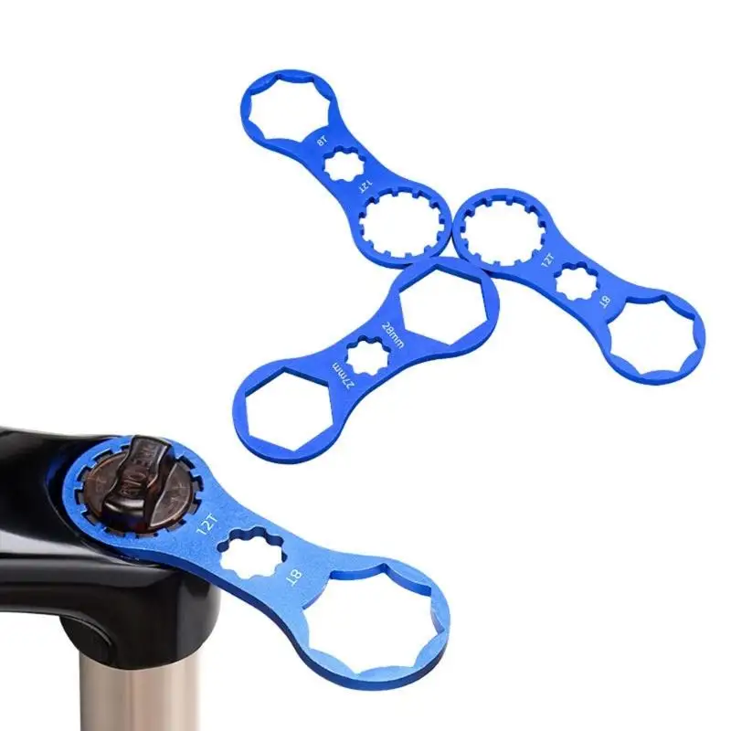 Double Head 8T-12T Mountain Bike Fork Crown Wrench For Precise Suspension Maintenance Light Weight Aluminum Alloy Tool