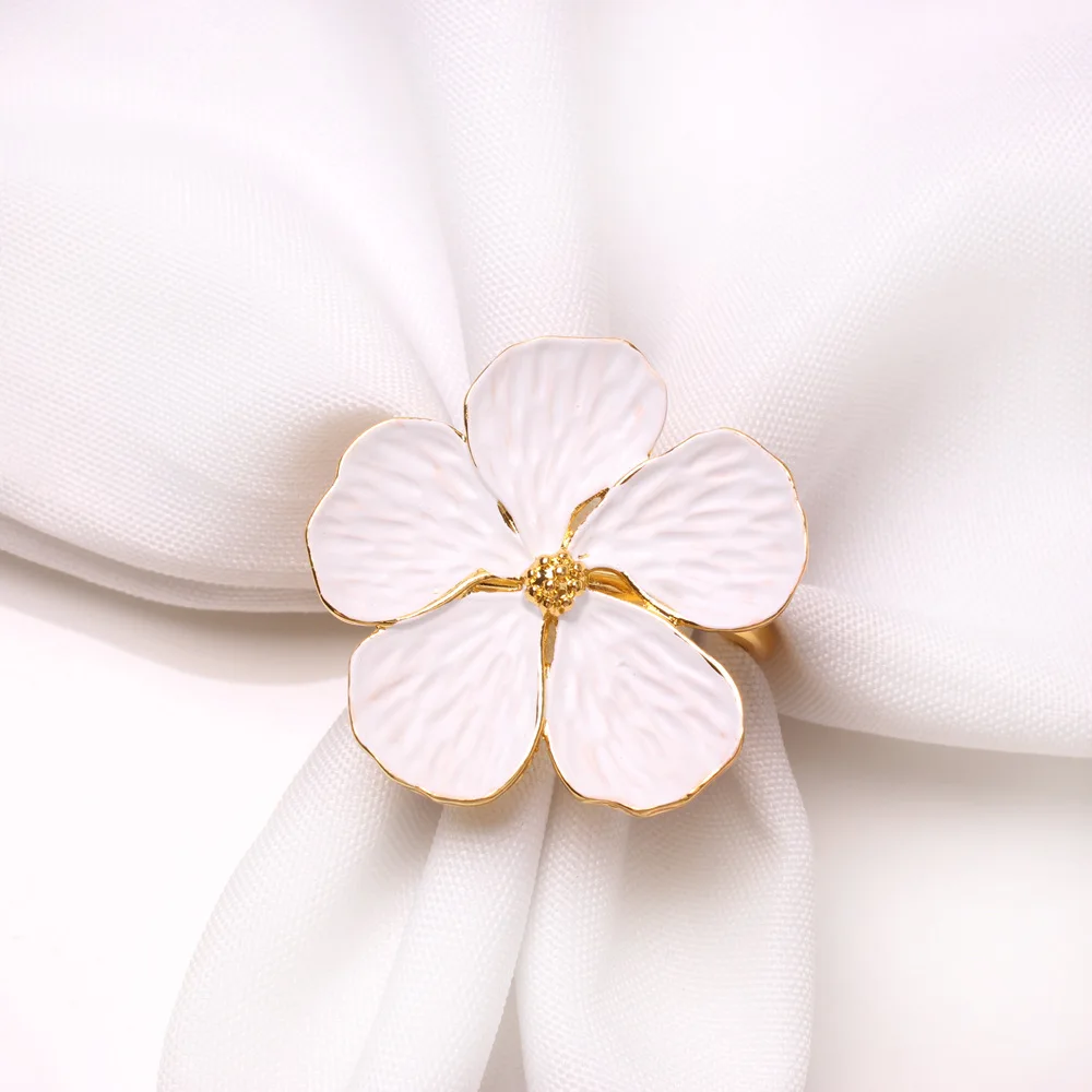 Napkin Rings White Big Flower Holders Novelty Buckle Design Becket For Hotel Banquet Wedding Party Event Dining Table Decoration