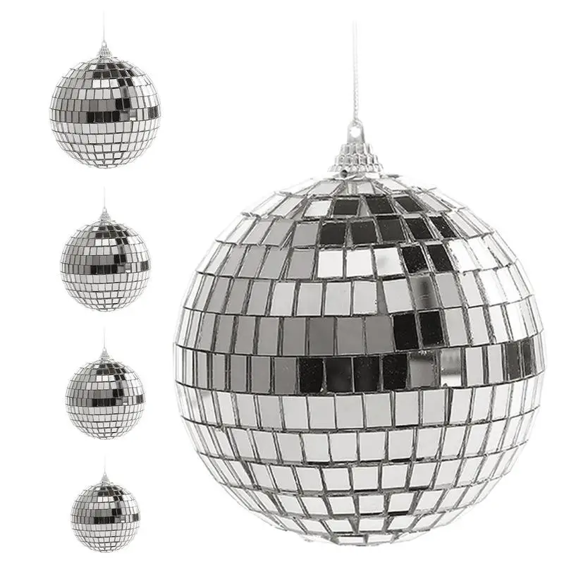 Disco Mirror Ball Party Shiny Ball Christmas Decoration Stage Light Rotating Glass Ball Retro Reflective KTV DJ Light Home Decor