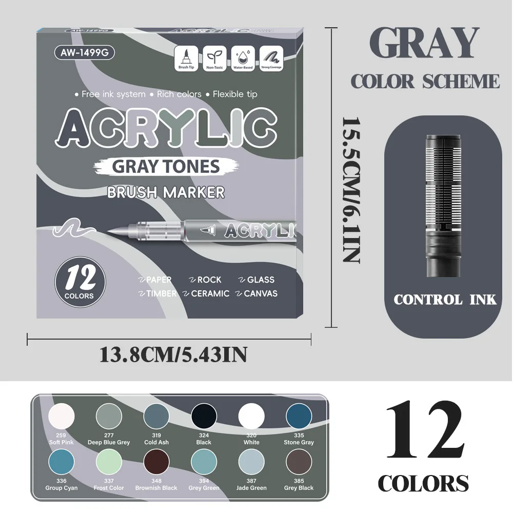 84 Colors Acrylic Paint Markers, With Direct-Liquid Ink System, Brush Tip, For Wood, Glass, Fabric And DIY Crafts Art Supplies