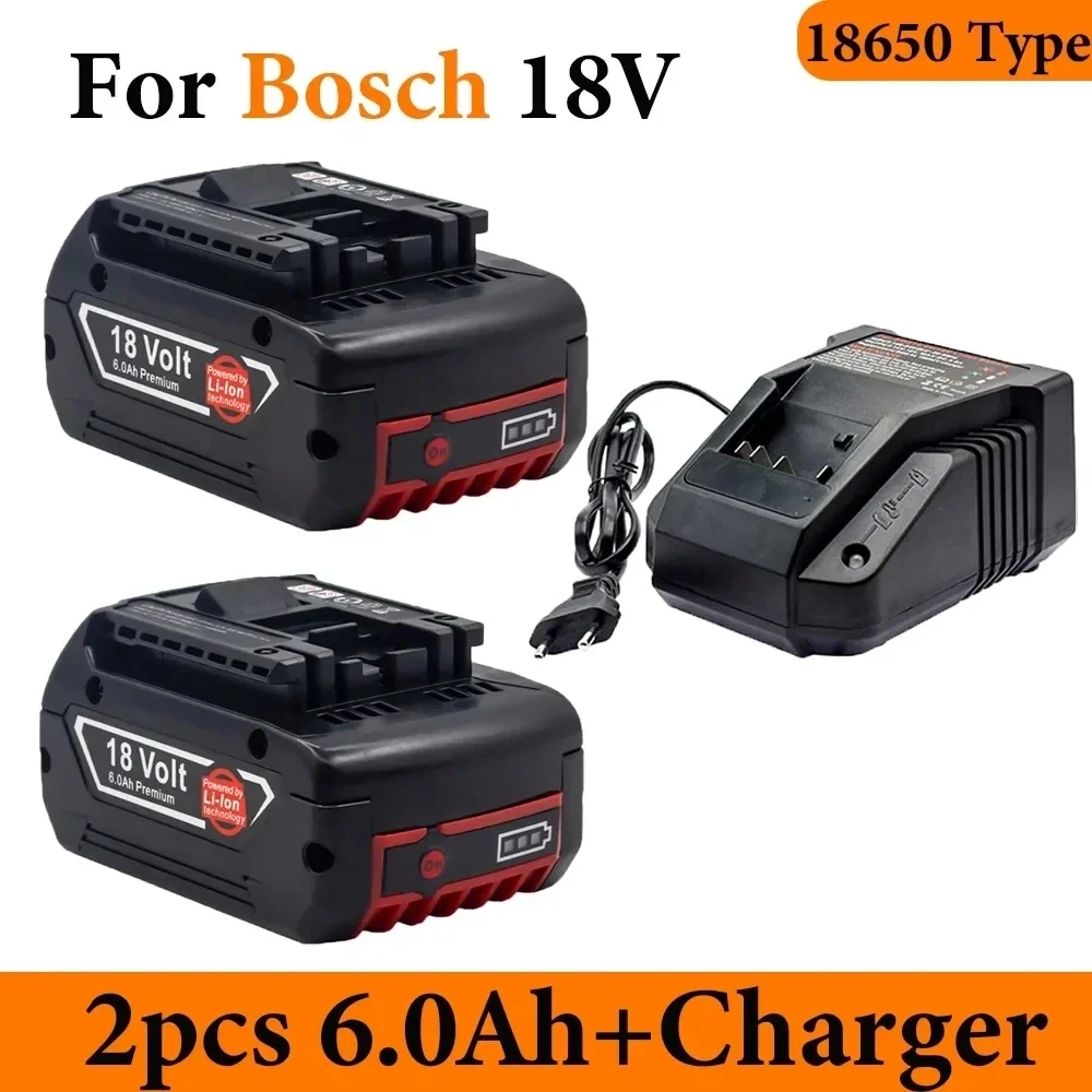 

18V6.0Ah Rechargeable Li-Ion Battery For Bosch 18V Power Tool Backup 6000mah Portable Replacement for BOSCH 18V Battery BAT609