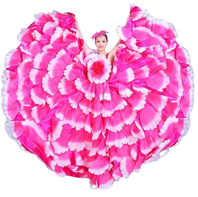 Flamenco Dress Woman Ruffles Dance Gypsy Skirt Woman Spain Belly Costumes Big Petal Spanish Chorus Stage Performance Wear S-3XL