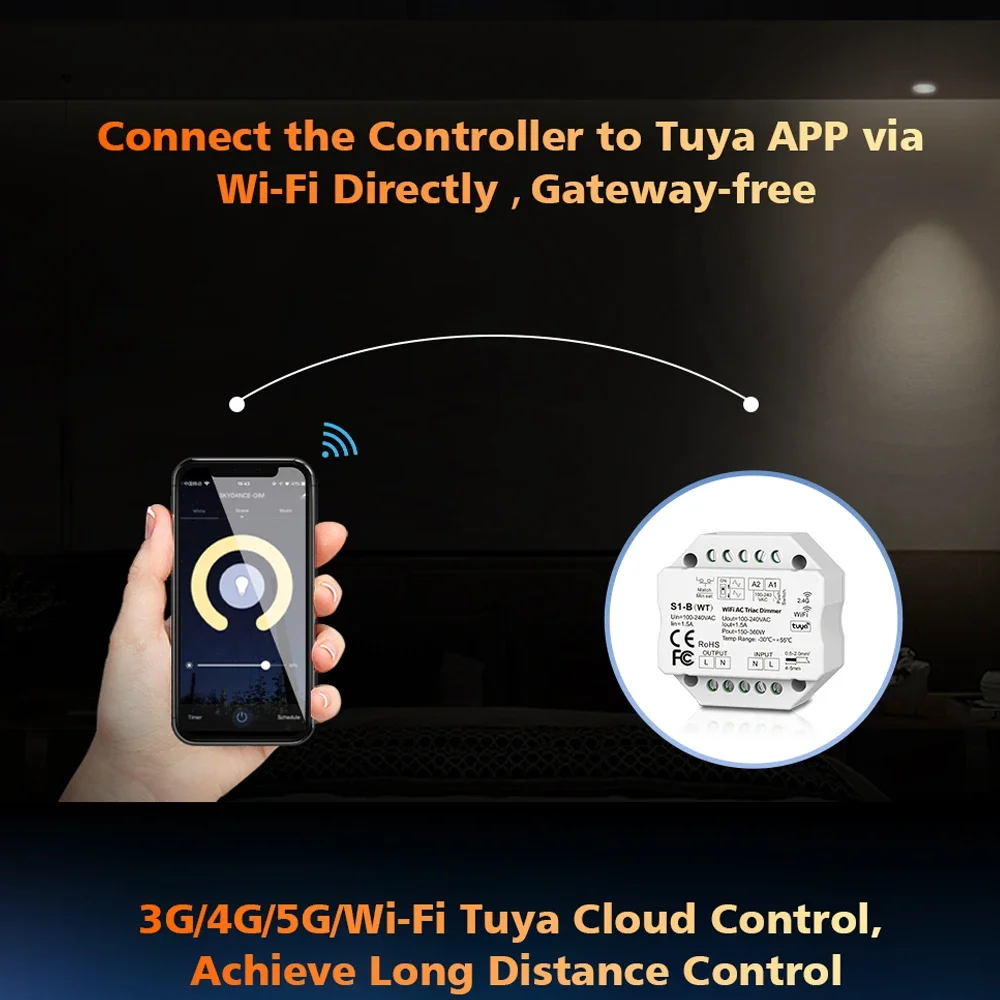 NEW Tuya Zigbee RF AC Triac Dimmer LED Controller Push Switch Control PK1/S1-B(WT)/S1-B(WZ)/R11/RT6/TW1 Smart Life Alexa Google