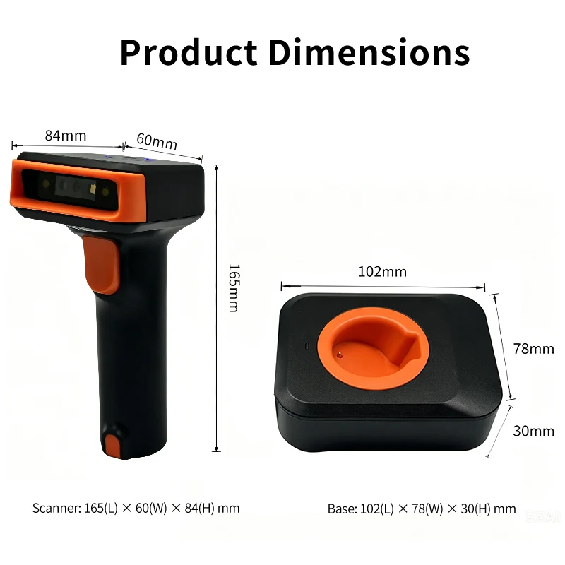 LONVILL Support Visual Audible Readable Editable Plug and Play 2.4G Wireless Wifi Handheld Barcode Scanner for Factory Floor