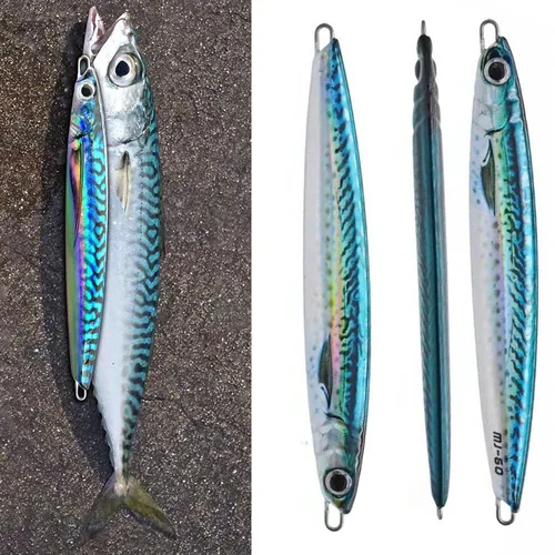 Imagen 1 del producto Jigging en alta mar para agua salada, plantilla de Metal de 40g-200g, señuelo de atún 3D, Jigpara para lubina, cebo duro Mahi Marlin, maqualla, aparejos de pesca para barco