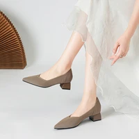 2025 New Women's High Heels Large 42/43 Fashion Pointed Anti slip Rubber Bottom Knitted Breathable Shoes - Image 6