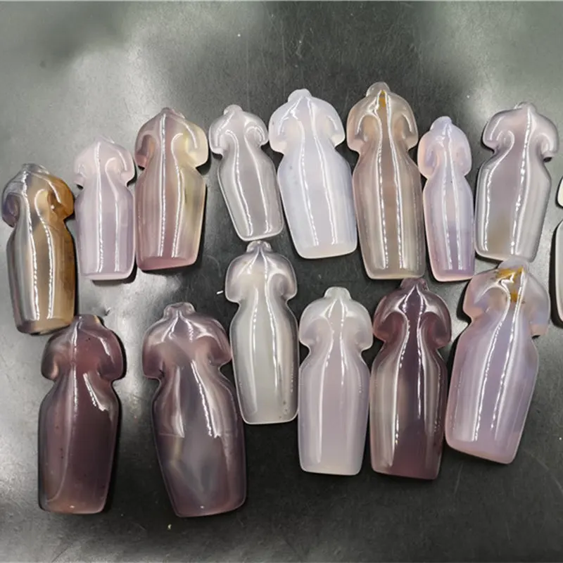 Cheap Jade Purple Chalcedony Cheongsam Pendant Ice-like Light Purple Agate Food and Clothing Worry-Free Pendant