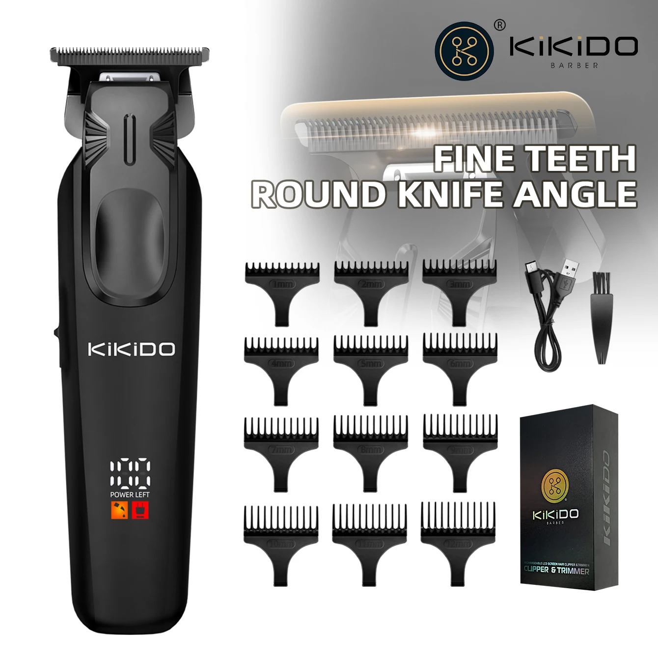 

KIKIDO Barber Cordless Hair Trimmer 7200 RPM Carving Clipper Detailer Professional Hair Clipper Electric Finish Cutting Machine