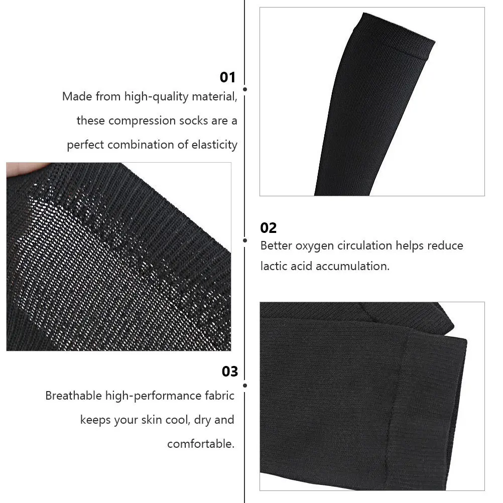 2Pairs Long Compression Sports Socks Unisex Knee High Breathable Tube Socks Athletic Walking Leg Stockings Leg Stockings