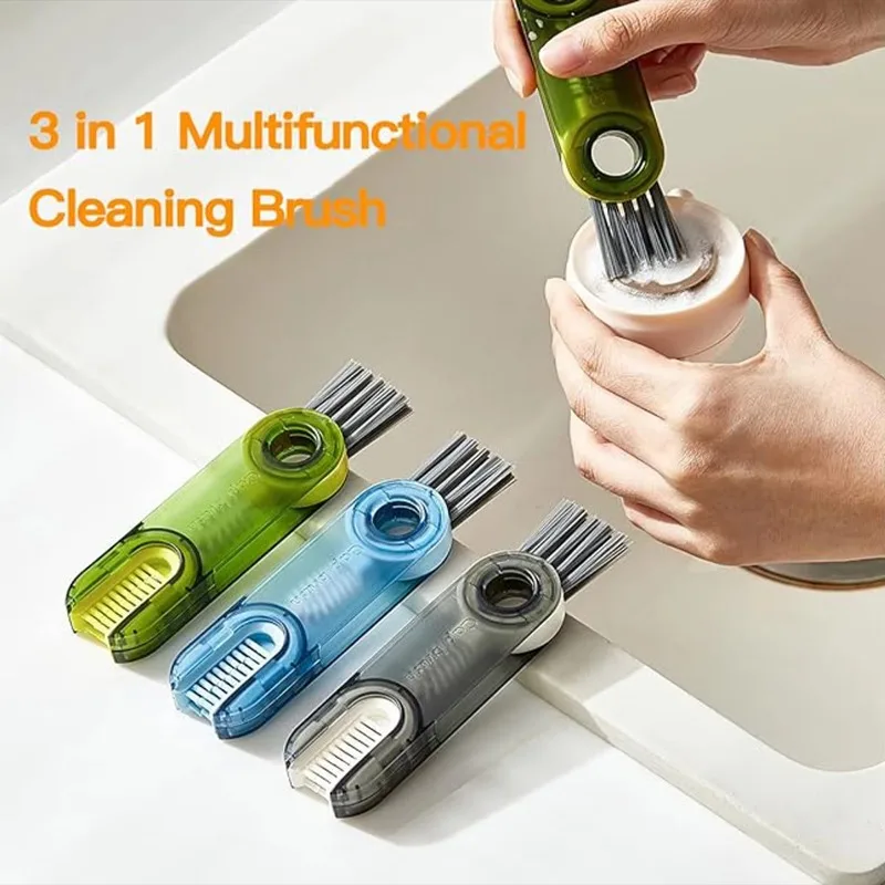 1PC 3-in-1 Cup Lid Cleaning Brush Multifunctional Cleaning Tool Cup Bottle Crack Cleaning Brush