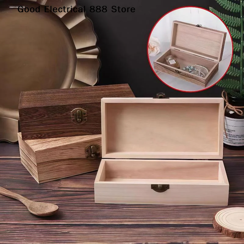 Caja de Almacenamiento Rectangular de Madera, Caja de Madera Vintage, Caja de Regalo de Madera, Tipo Abatible, Multicolor, para Guardar Joyas, Collares y Anillos