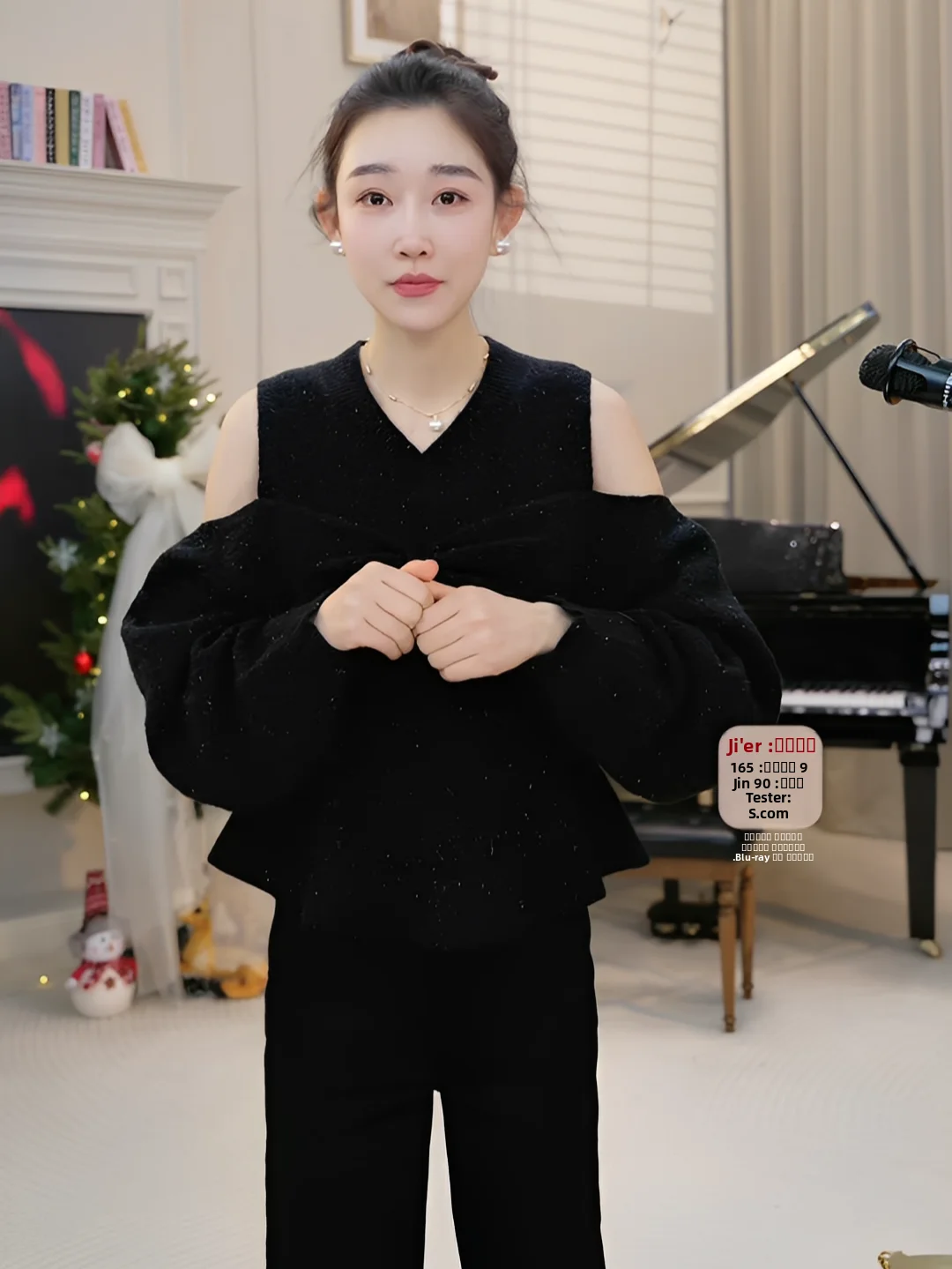 

OUDOEE Knot oulder Bared Knitwear Women's New 2026 Slimming Innerwear Outerwear Spring Casual Sle Long Sve...