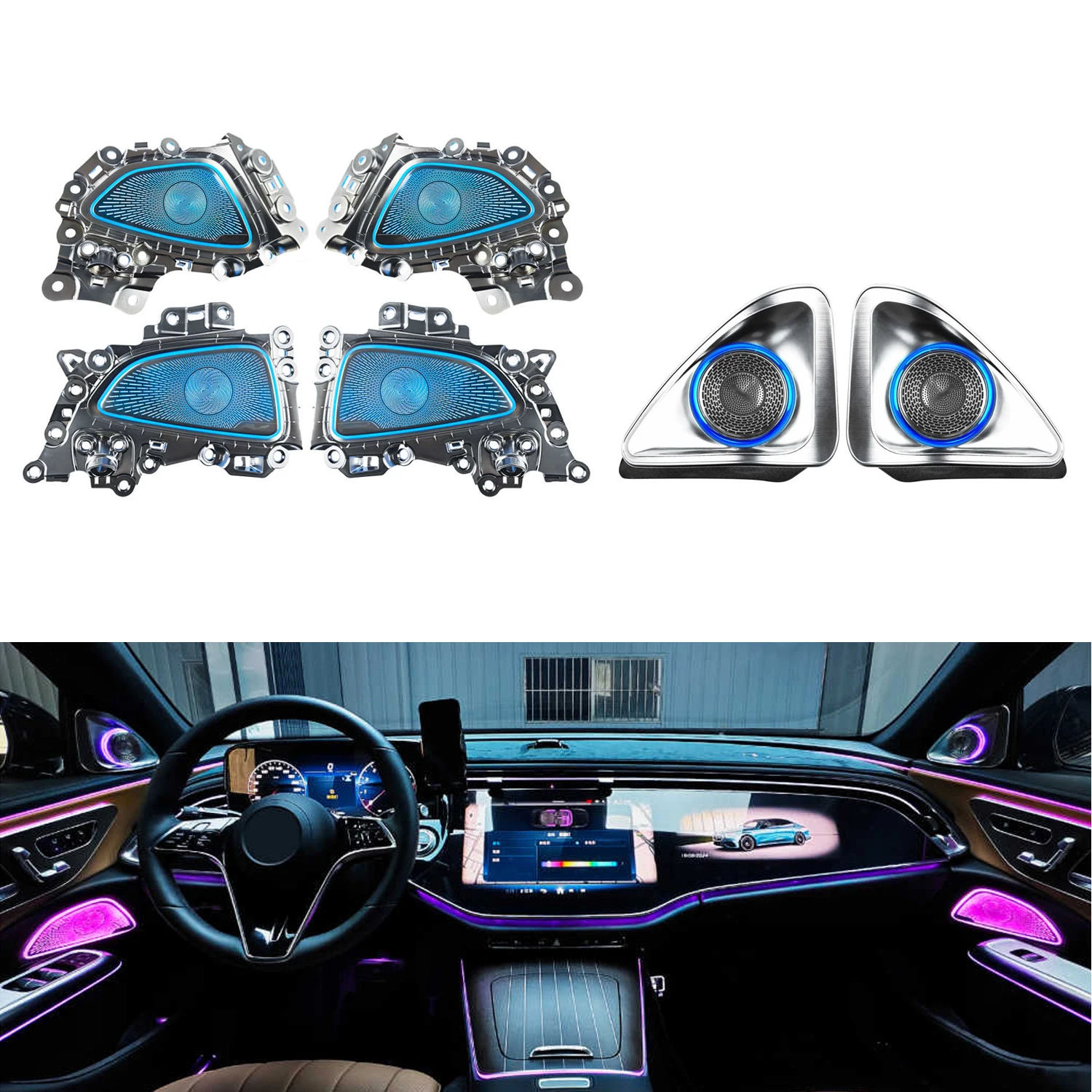 W214 Ambient Light for e-Class 2024 Light Emitting Diode Door Speaker Cover Rotary Tweeter Auto Screen Control Interior Lighting