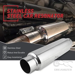 1pcs 406mm 2.5 Inch Inlet 2.5inch Outlet Universal Exhaust Muffler Pipe Resonator Car Tube Spiral Silencer Deep Sound