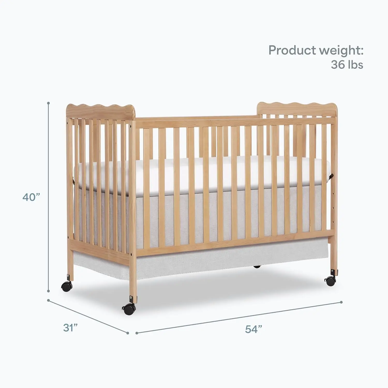 Carson Classic 3-in-1 Convertible Full-Size Baby Crib in Barnwood Natural, GreenGuard Gold & BSA, 4 Mattress Heights, Converts