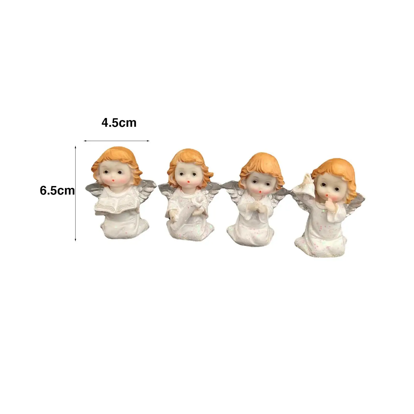 결혼식용 천사 조각상 피규어, 정교한 핸드페인팅 송진 조각, 4 개