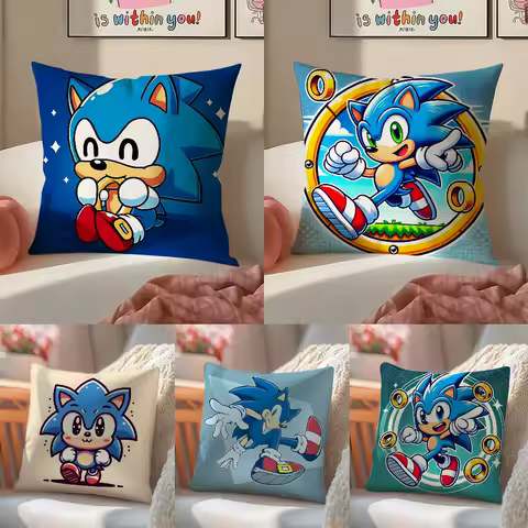 Cool Character S-Sonic-MT The Hedgehog Pillow Case Comfort Sofa Bed Silky elegant Invisible zipper Decorative cushion cover
