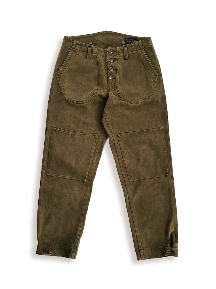 Amekaji Style Retro Heavy Cotton Cargo Deck Pants Casual