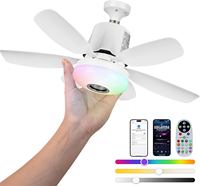 Noiseless Socket Fan Light with Remote Control Small Ceiling Fans with Dimmable Led Light Bluetooth Speaker 3 Colors 3 RGB Mods
