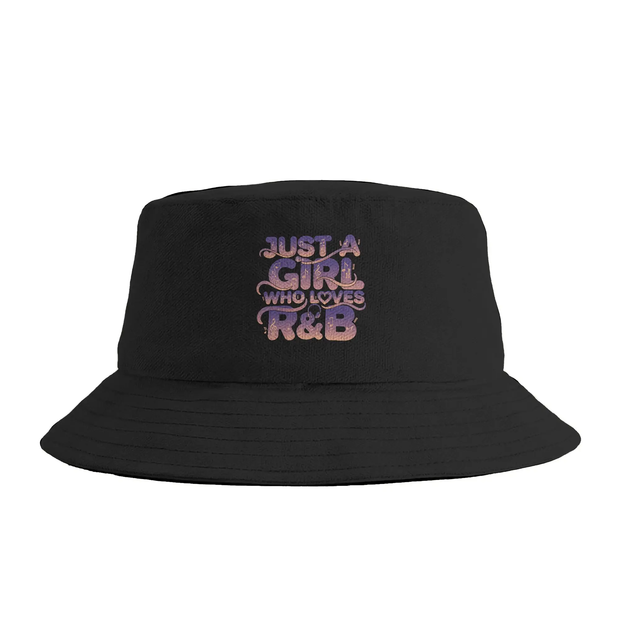 Just A Girl Who Loves R&B Music Rhythm and Blues RNB Bucket Hat  Outdoor Fisherman Caps Hiking Visor Hats Foldable Design Cap