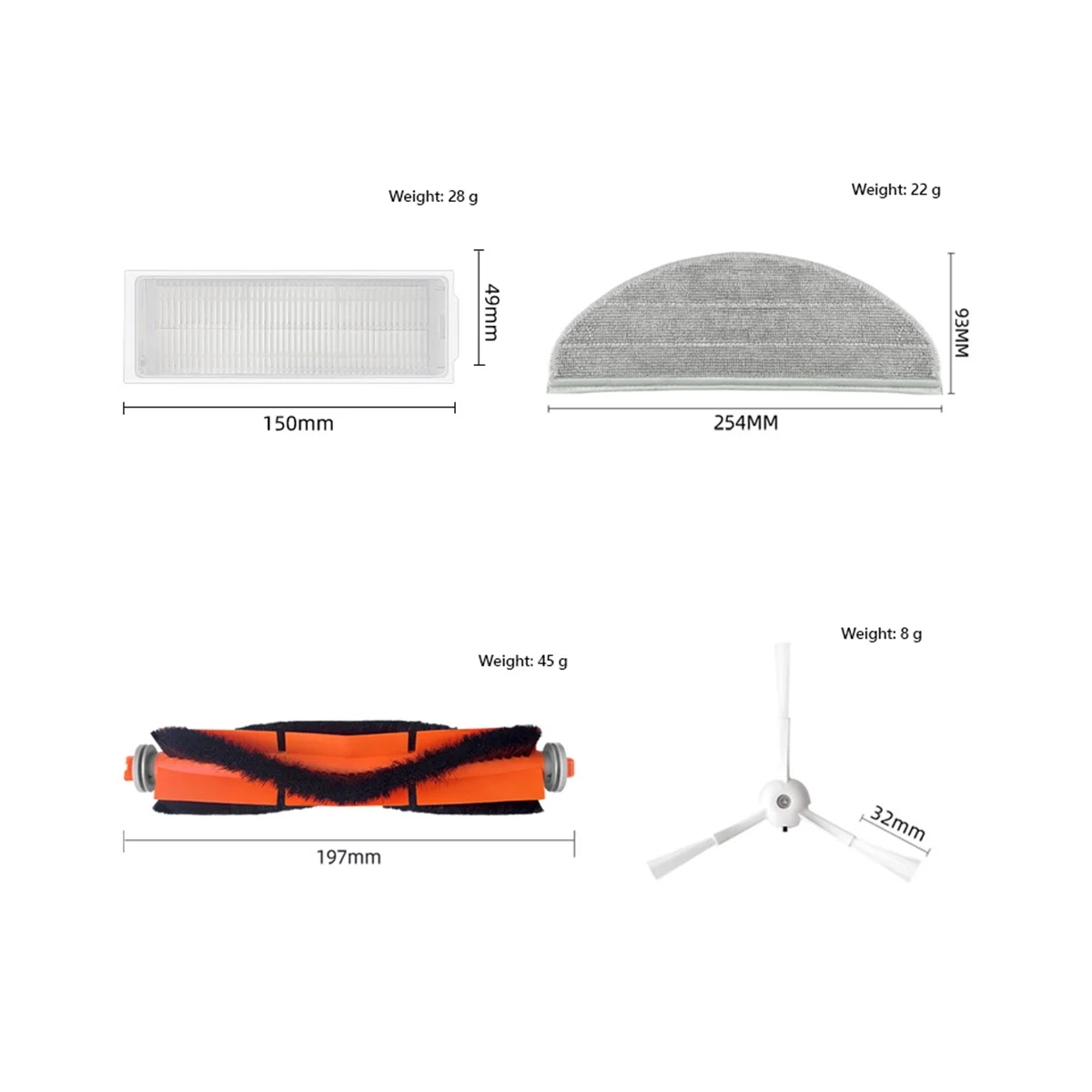 Dla robota próżniowego MJSTL MJST1S Robot próżni części zamienne główna szczotka boczna Hepa tkanina filtracyjna