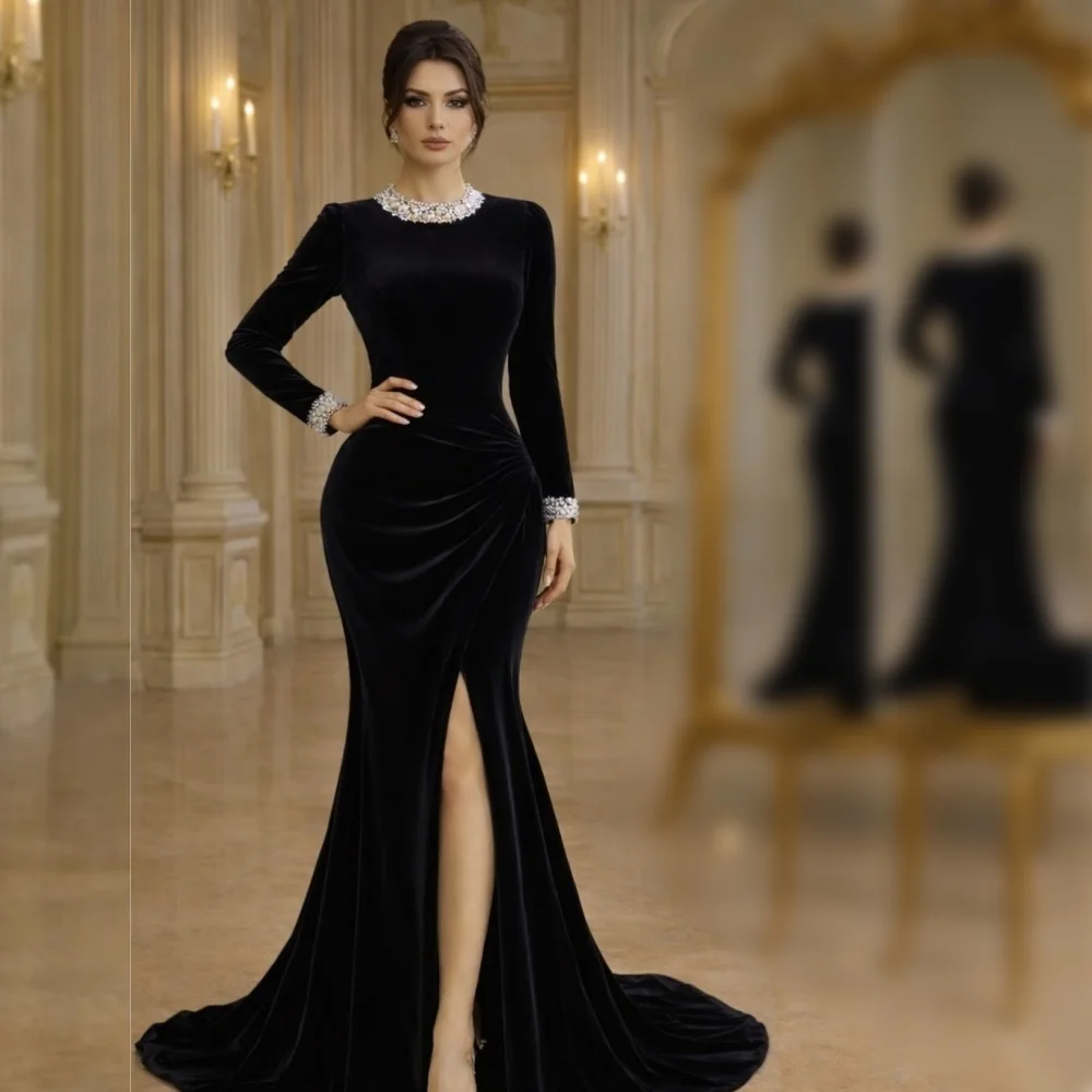 

Customized Glitter Rhinestone High Collar Formal Evening Dress Mermaid Long Dresses Bespoke Occasion Elegant Party