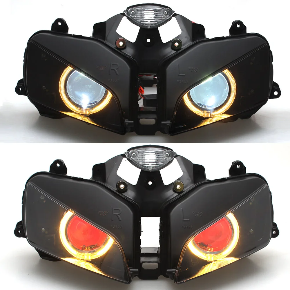 Motorcycle Headlight Custom Angel Devil Eye LED Headlamp HID Projector Headlight Assembly For Honda CBR600RR CBR 600RR 2003-2006