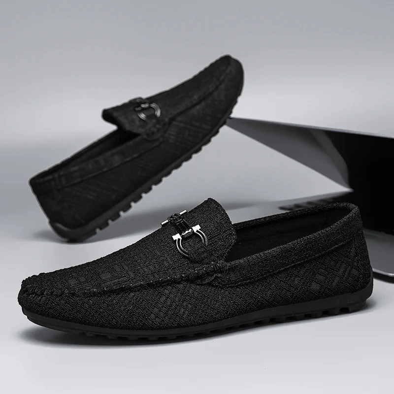 

Летняя мужская повседневная обувь из дышащей ткани, мужские лоферы без шнуровки на плоской подошве, мягкие и легкие мужские туфли для вождения, обувь для ленивых, мокасины