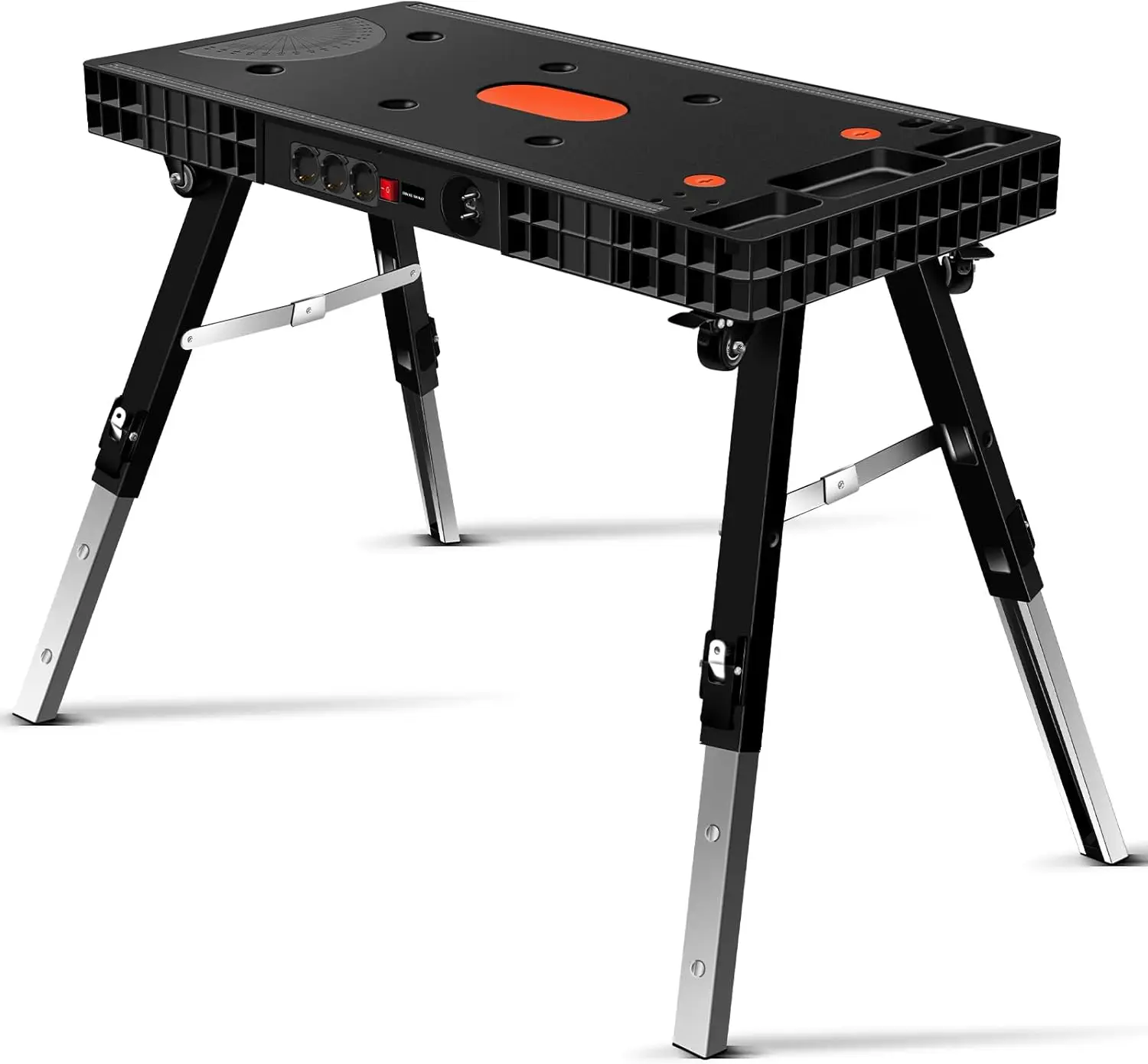 

Folding Workbench with Clamps & Storage Shelf - Heavy Portable Tool Table for DIY Woodworking/Professional Workshop