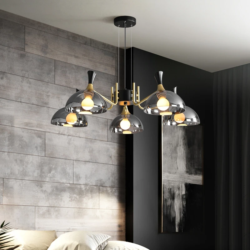 Antique smoke glass lampshade led Chandelier for Living Room Home Restaurant  kitchen lighting Bedroom pendant Chandeliers Lamp