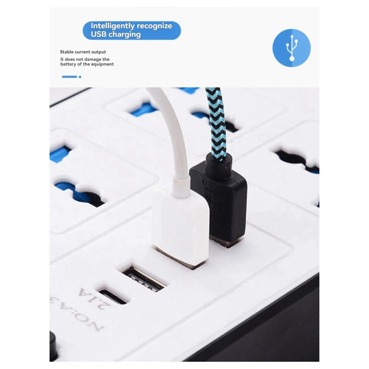 Soket Listrik Multi-Outlet Strip Daya Universal Steker AS Hitam