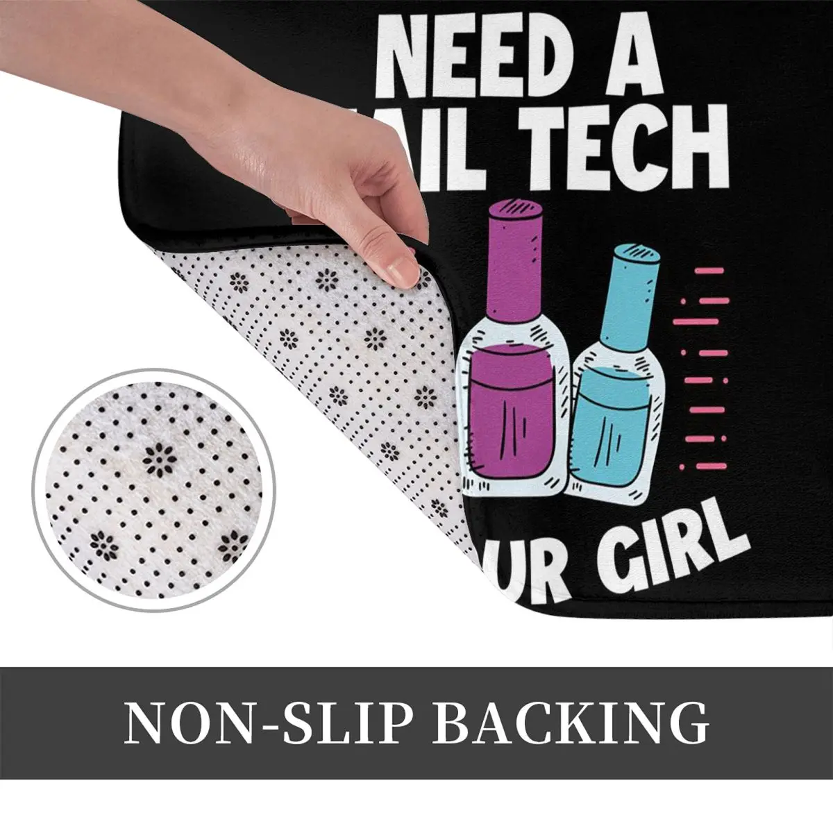 Fashion Nail Polish Fingernail Manicure Tech Non-slip Doormat Floor Mat Carpet Rug for Kitchen Entrance Home Bedroom Footpad Mat